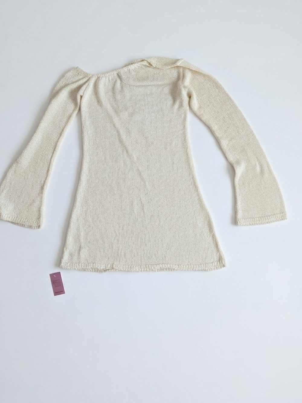 PrettyLittleThing Cream Knit Bell Sleeve Top